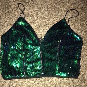 Sequin crop tank top